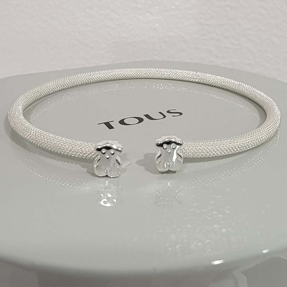 Silver Tous Mesh Bracelet Bear Motif